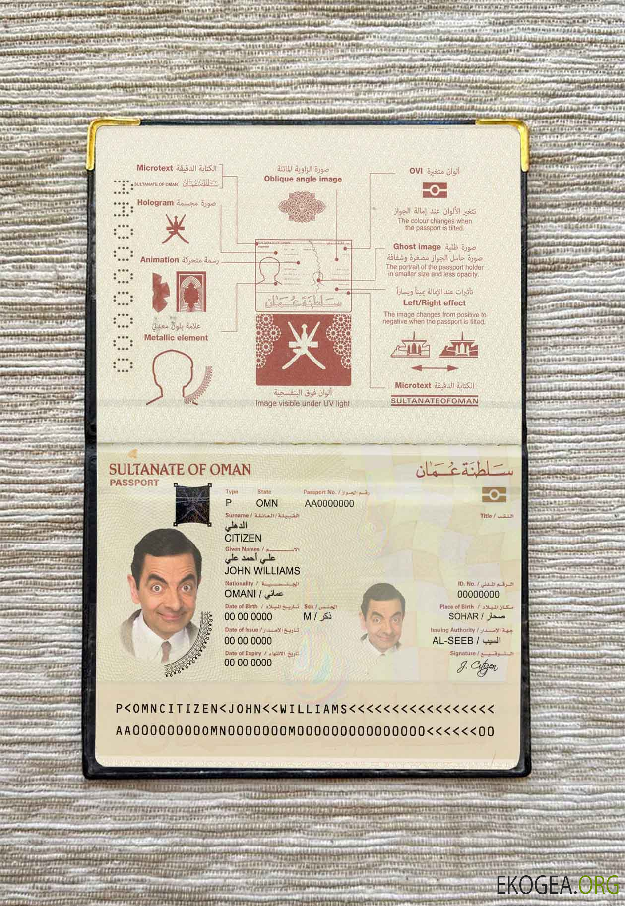 Aperçu de la photo du passeport d'Oman (2014 présent)